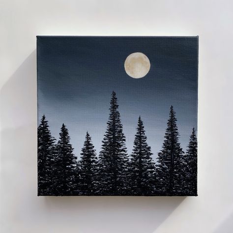 Cool Things To Paint On A Black Canvas, 10 By 10 Canvas Ideas Paintings, Canvas 10×10, 10x10 Painting Ideas, Mini Nature Paintings, 10x10 Canvas Painting, Acrylic Painting Canvas Nature, Simple Acrylic Painting Ideas For Beginners, Simple Acrylic Paintings Sunset