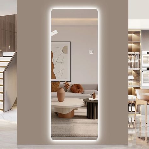 Orren Ellis Autavia Lighted Frameless Full Length Mirror - Wayfair Canada Full Body Mirrors, Full Length Mirror With Lights, Body Mirrors, Diy Staircase, Coffee Table Kitchen, Good View, Wood Patio Furniture, Full Body Mirror, Room Redesign