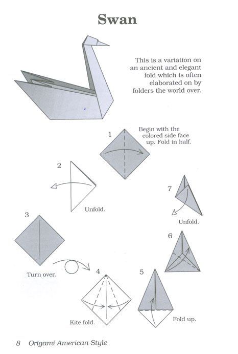 The Traditional Origami Swan Flat Origami, Origami Bird Easy, Origami Kutu, Paper Swan, Vika Papper, Kraf Kertas, Origami Swan, Origami Diagrams, Origami Bookmark