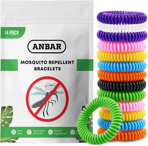 Anbar Mosquito Repellent Bracelets Bands for Adults and Kids, 14 Pack, All-Natural Deet-Free, Non-Toxic Protection, Stretchy Waterproof Anti-Mosquito Wristbands for Hiking and Camping Mosquito Repellent Bracelet, Hiking And Camping, Insect Pest, Anti Mosquito, Mosquito Repellent, Fashion Toys, Wristbands, Diet And Nutrition, Dental Care