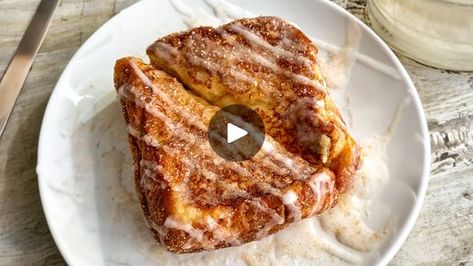 Toast Cinnamon Rolls, Loaded French Toast, Stuffed Brioche, Fitwaffle Kitchen, Gooey Bars, Cinnamon Icing, Classic French Toast, Brioche French Toast, Sweet Glaze