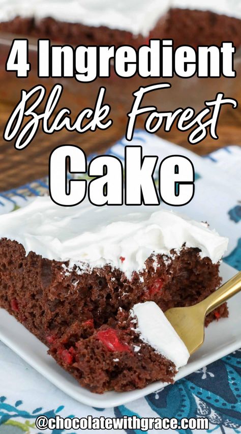 Pampered Chef Black Forest Cake, Quick Black Forest Cake, Black Forest Cake Mix Recipe, Cake Mix Black Forest Cake, Diy Black Forest Cake, Black Cherry Cake Recipe, Black Forest Cake With Box Cake, No Bake Black Forest Cake, Easy Black Forest Cupcakes