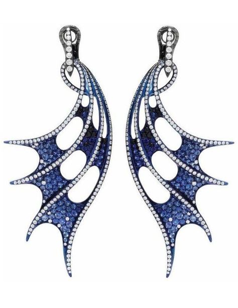 Sapphire and diamond earrings by Stephen Webster. Via Diamonds in the Library. Stephen Webster Earrings, Stephen Webster Jewelry, Sapphire And Diamond Earrings, Stephen Webster, International Jewelry, Dragon Jewelry, Star Jewelry, Blue Jewelry, Sapphire Earrings