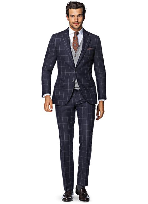 Suit Navy Check Lazio P4730i | Suitsupply Men Suit Wedding, Fashion Sketches Men, Modern Suits, Mens Fashion Illustration, Man Illustration, Fashion Illustration Sketches, Men Formal, Fashion Figures, Mens Formal