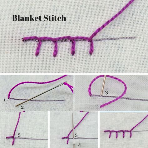 How to stitch a Blanket stitch for hand embroidery Embroidery On Transparent Fabric, Sew Ins, Basic Embroidery Stitches, Hand Embroidery Tutorial, Embroidery Stitches Tutorial, Pola Sulam, Sewing Stitches, 자수 디자인, Silk Ribbon Embroidery