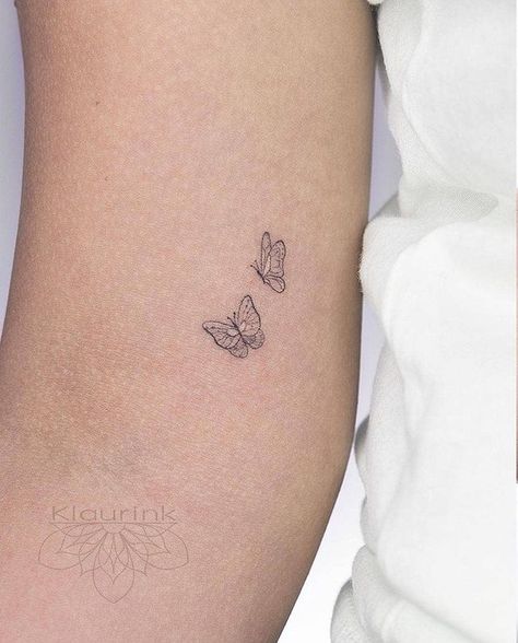 Tiny Fine Line Butterfly Tattoo, Fineline Tattoo Minimalist Butterfly, Micro Tattoo Butterfly, Small Butterfly Tattoo On Arm, Tiny Butterflies Tattoo, Micro Butterfly Tattoo, Small Inner Arm Tattoo, Small Inner Arm Tattoos For Women, Butterfly Tattoo Inner Arm