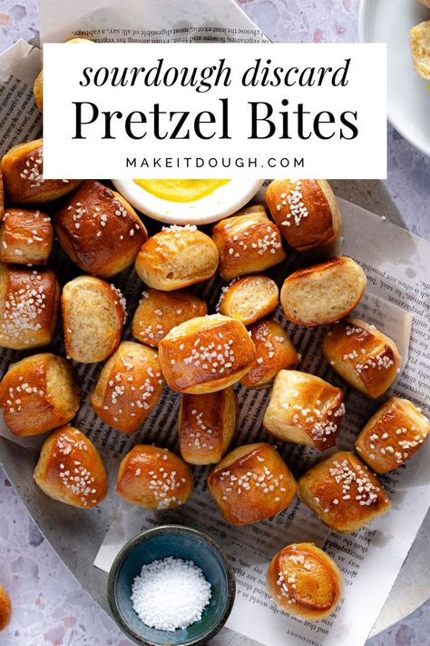 Snack on the softest Sourdough Discard Pretzel Bites! Made from scratch with your sourdough discard, these pretzel bites promise homemade perfection in every bite. Get ready to savor the flavor at makeitdough.com. Discard Pretzel Bites, Sourdough Pretzel Bites, Sourdough Pretzel Recipe, Sourdough Pretzel, Pretzel Bites Recipes, Recipe Using Sourdough Starter, Sourdough Starter Discard Recipe, Homemade Sourdough Bread, Sourdough Starter Recipe