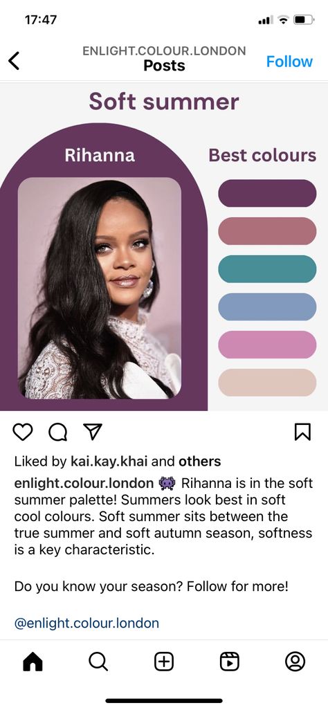 Rihanna Soft Summer, Muted Summer, Shaded Summer, Seasons Name, Deep Summer, Soft Summer Palette, Summer Palette, True Summer, Winter Color Palette