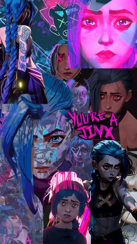 #jinx #arcane #leagueoflegends #purplecollage #purplewallpaper #neonaesthetic Arcane Collage, Arcane Aesthetic, Get Jinx, Jinx Arcane, Jinx League Of Legends, Gif Pictures, Silly Pictures, Cool Backgrounds, Coraline