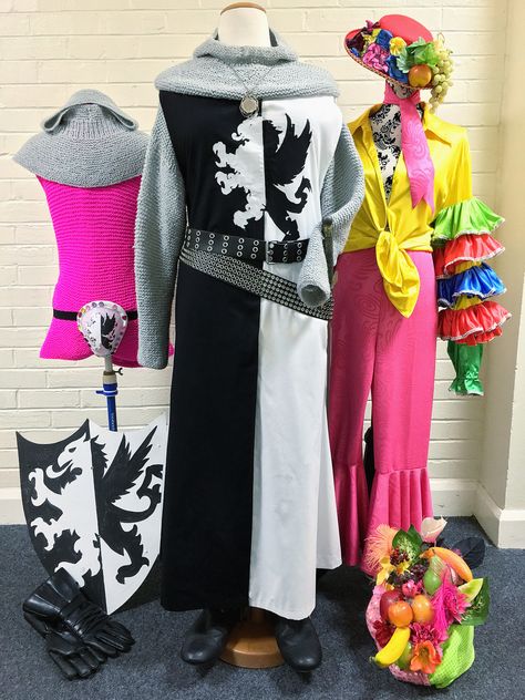 Quick Change Costume, Spamalot Costumes, Pink Chain, Big Reveal, Monty Python, Chain Mail, Shrek, A Butterfly, Coat Of Arms