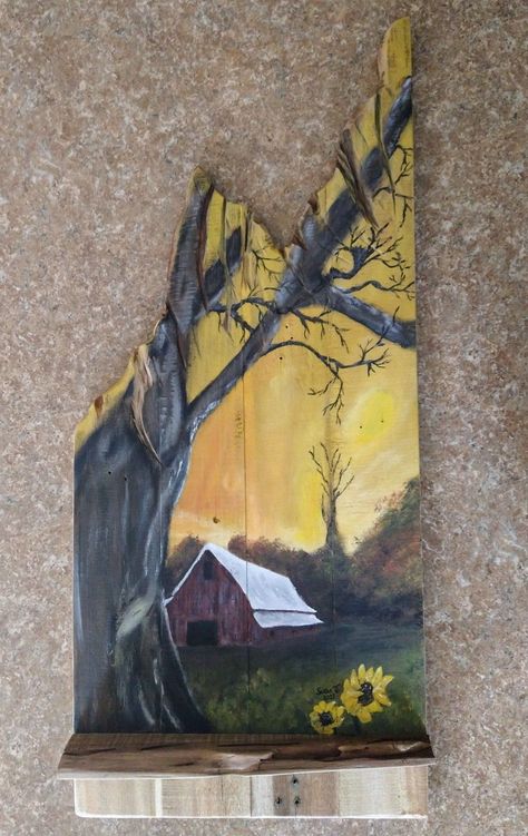 Paintings On Barnwood, Painted Barn Wood Art, Picket Fence Crafts, Barn Wood Art, Scrap Wood Crafts, Wood Pallet Art, Wood Art Projects, Reclaimed Wood Projects, Driftwood Decor