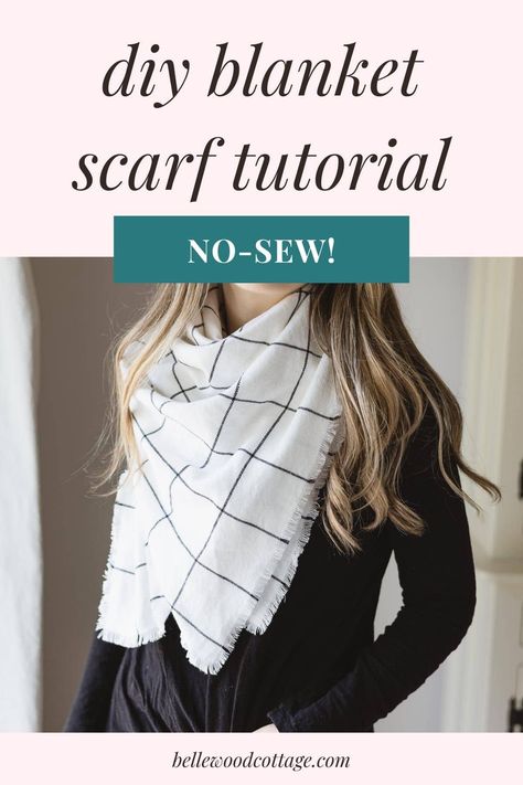 Blanket scarves are a great handmade gift idea and making your own is both easy and fun. This step-by-step tutorial for a no sew DIY Blanket Scarf will walk you through everything you need to know to choose the right fabric and make a cute new scarf for cold weather days! Relaxing Crafts, Blanket Scarf Tutorial, No Sew Scarf, Diy Blanket Scarf, Homemade Scarves, How To Wear A Blanket Scarf, Homemade Blankets, Diy Blanket, Blanket Scarves