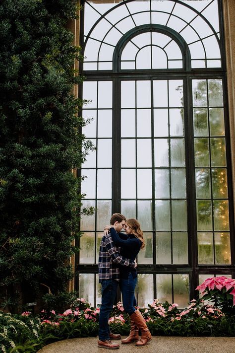 Longwood Gardens Photoshoot, Longwood Gardens Christmas, Mushroom Wedding, Christmas Engagement Photos, Greenhouse Engagement, Longwood Gardens Engagement, Arrow Photography, Photography Winter, Christmas Engagement