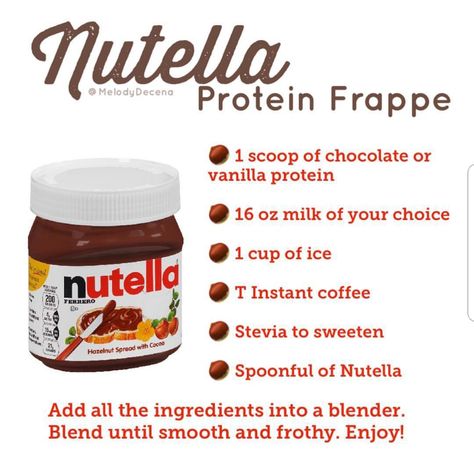 Nutella Protein Shake, Protein Frappe, Protien Drinks, Protein Coffee, Premier Protein, Protein Shake, Smoothie Shakes, Nutella Bottle, Instant Coffee