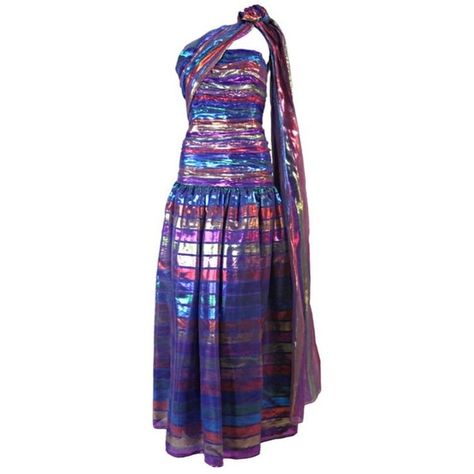 Preowned 1980's Victor Costa One-shouldered Gown (410 CAD) ❤ liked on Polyvore featuring dresses, gowns, evening gowns, purple, purple gown, blue evening gown, one shoulder evening gowns, blue ball gown and ruched dress Gowns Purple, Gown One Shoulder, Blue Ball Gown, Victor Costa, Blue Evening Gowns, Blue Ball Gowns, Purple Gowns, 80s And 90s Fashion, 20th Century Fashion