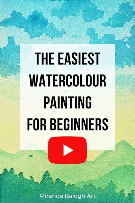 Simple Watercolours For Beginners, Simple Watercolor Mountain Landscape, How To Paint Watercolour Landscapes, Watercolor Tutorial Beginner Landscapes, Watercolour Painting For Beginners Landscapes, Easy Watercolor Tutorial Step By Step, Easy Mountain Watercolor Tutorial, Watercolor Painting Tutorials Videos, Watercolor Beginner Landscape