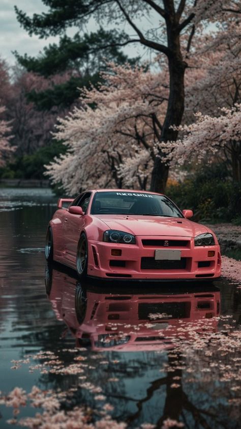 Pink Car Wallpaper Iphone, Nissan Skyline R34 Wallpapers Iphone, Pink Jdm Wallpaper, Pink Gtr, Nissan Skyline Wallpaper, Nissan Gtr Wallpapers, Nissan R34, Nissan Gtr R34, R34 Skyline