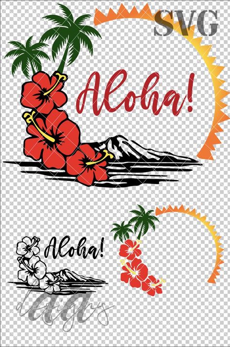 Hawaii Svg, Tropical Svg, Sun Svg, Beach Svg, Layered Svg, Beach Life, Cricut Silhouette, Svg File, Tattoo Ideas