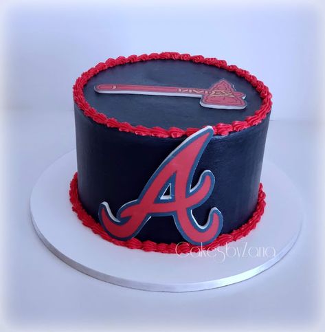 Cakes By Zana: Atlanta Braves Cake Atlanta Braves Cake, Atlanta Braves Birthday, Brave Birthday Cakes, Brave Cakes, Groom Cakes, 1st Birthday Cakes, Cake Central, 50th Birthday Cake, Braves Baseball