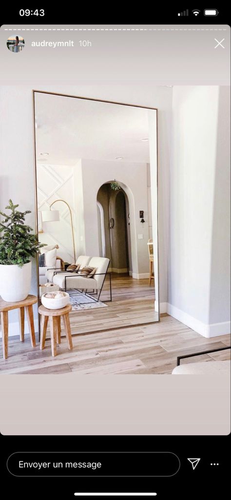 Floor Mirror Living Room, Small Entrance Hall Ideas, Long Hallway Decor, Converted Barn Homes, Entrance Mirror, Entrance Hall Decor, Large Floor Mirror, Hall Mirrors, Foyer Entrance