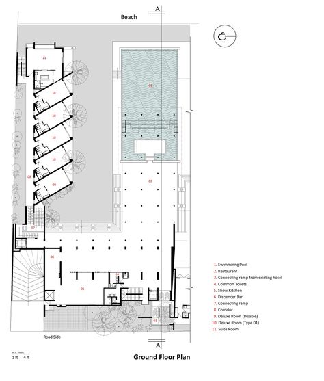 Sea Hotel Architecture, Mini Hotel Design, Boutique Hotel Design Architecture, Condominium Floor Plan, Hotel Project Architecture, Hotel Layout, Resort Hotel Design, Residence Exterior, Site Plan Design