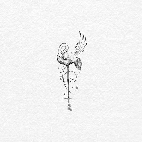 Sleeping Beauty. Ink on paper... . . . . . . #flamingo #sleepingflamingo #tatts #tattoo #tattoos #simpletattoo #minimalisttattoo #tattooforgirls #tattooflash #flamingotattoo #tattoolife #tattooart #bachtz Paper Flamingo, Bali Tattoo, Flamingo Tattoo, Fineline Tattoo, Time Tattoos, Elegant Tattoos, Birds Tattoo, Ink On Paper, Mini Tattoos