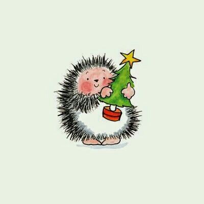 Hedgehog Christmas, Penny Black Stamps, Mini Tree, A Hedgehog, Christmas Rock, Christmas Card Art, Black Christmas Trees, Hedgehog Art, Watercolor Christmas Cards