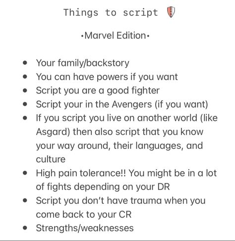 Marvel Script Ideas, Marvel Dr Script, Shifting Script Ideas Marvel, Shifting Script Template Marvel, Marvel Shifting Script, Mcu Shifting Stories, Shifting Script Template, Shifting Motivation Marvel, Things To Add To Your Shifting Script Marvel