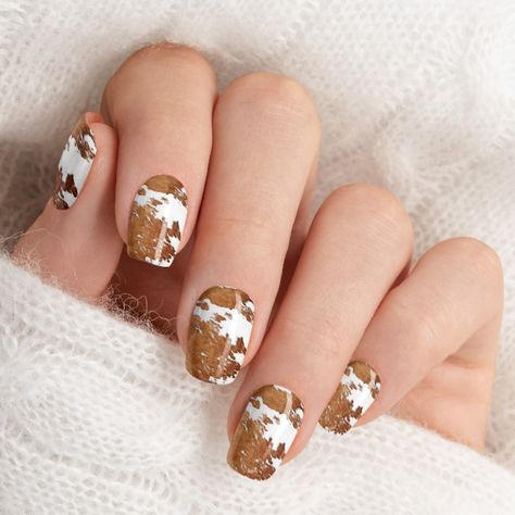 Cowhide Nails, Rodeo Themed Birthday, Paw Print Nails, Brown Cow Print, Brown Watercolor, Flag Nails, Brown Nails Design, Cowgirl Rodeo, Hey Mama