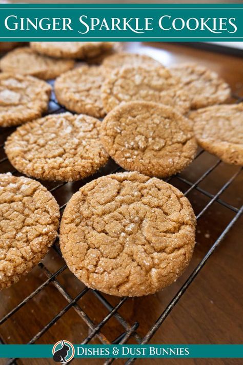 Ginger Sparkles Cookies, Ginger Sparkle Cookies, Sparkle Cookies, Favorite Christmas Desserts, Delicious Christmas Desserts, Chewy Cookies, Dust Bunnies, Favorite Cookie Recipe, Ginger Recipes