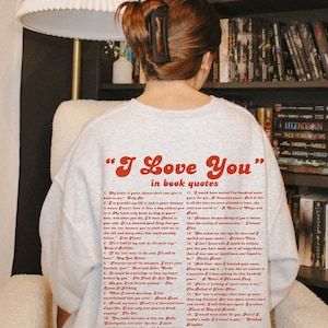 I Love You In Book Quotes Sweatshirt, I Love You In Book Quotes, Booktok Accessories, Clipart Aesthetic, Quotes Sweatshirt, Love Book Quotes, Quote Sweater, Quote Png, Sweatshirts Quotes