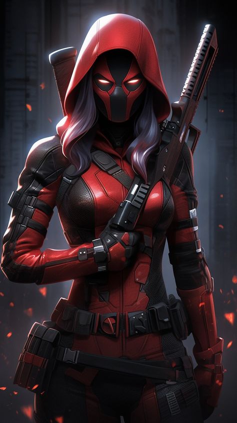 Lady Deadpool Wallpaper, Lady Deadpool Fan Art, Female Deadpool Costume, Masked Oc, Female Deadpool, Assassins Creed Female, Coolest Costumes, Deadpool Halloween, Deadpool Outfit