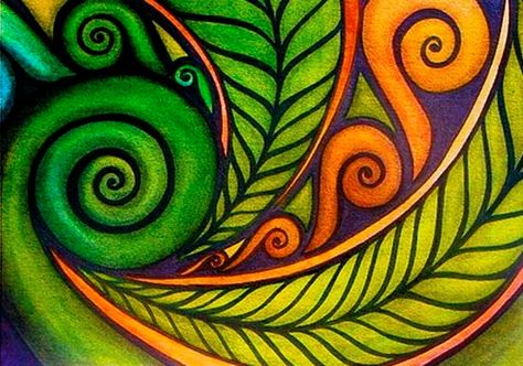 The smARTteacher Resource: Koru: Art of the Maori Raewyn Harris, Koru Art, Watercolor Tattoo Artists, Maori Symbols, New Zealand Tattoo, Calendar Art, Polynesian Art, Maori Patterns, Maori Designs