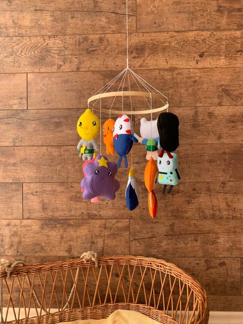 Adventure Time Nursery Ideas, Adventure Time Themed Nursery, Studio Ghibli Themed Nursery, Adventure Time Baby Shower Ideas, Adventure Time Nursery, Bean Stalk, Fire Princess, Baby Mobile Felt, Child Bedroom