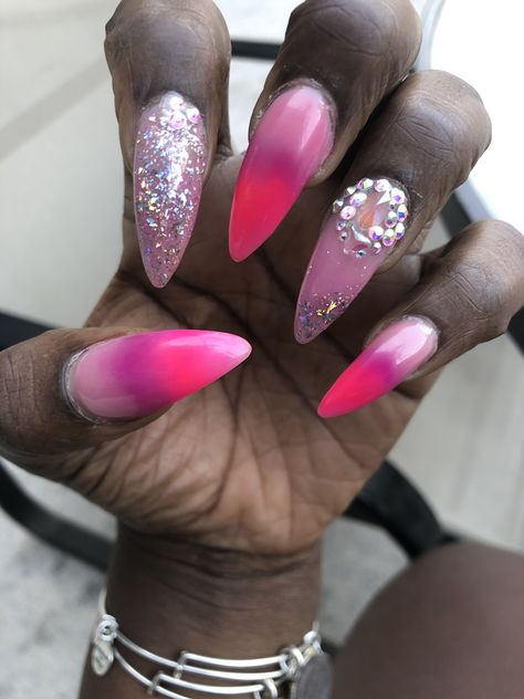 Ombré nails, unicorn nails, sparkly nails, glitter nails. Pink Ombré Nails, Nails Unicorn, Nails Sparkly, Ombré Nails, Unicorn Nails, Sparkly Nails, Nails Glitter, Glitter Nails, Mule Shoe