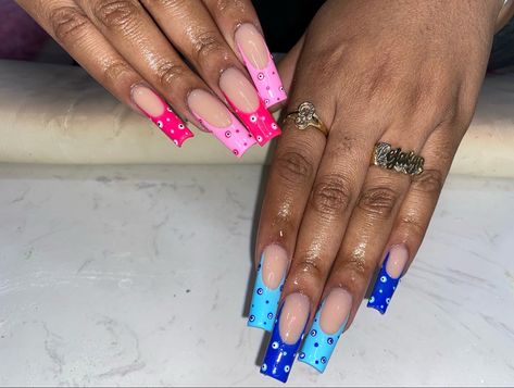 Pink Evil Eye Nails, Gender Nails, Nails With Evil Eye, Nails Boho, Pink Evil Eye, Evil Eye Nails, Boho Nails, Eye Nails, Nails Blue