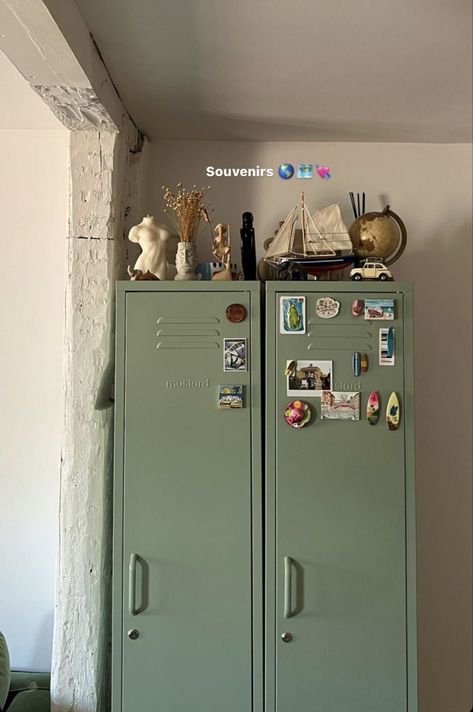 Bedroom With Lockers, Locker In Room Aesthetic, Locker In Bedroom Aesthetic, Locker In Room, Locker In Bedroom, Extra Bathroom Storage, Aesthetic Rooms, Dreamy Room, Dream Apartment