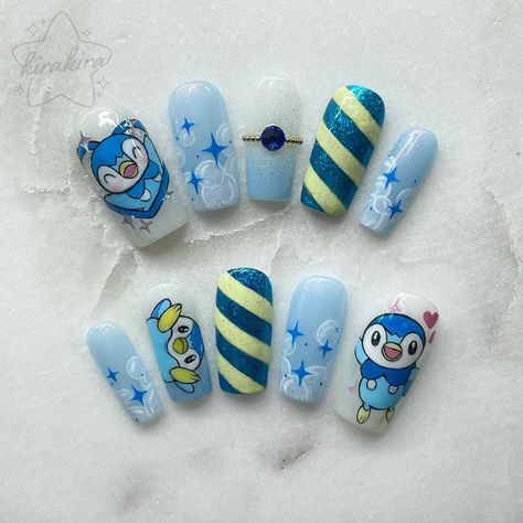 Sylveon Nails, Psyduck Nails, Bulbasaur Nails, Snorlax Nails, Pokemon Nails Designs, Pokemon Nail Art, Pokemon Nails, Business Nails, Red Christmas Nails