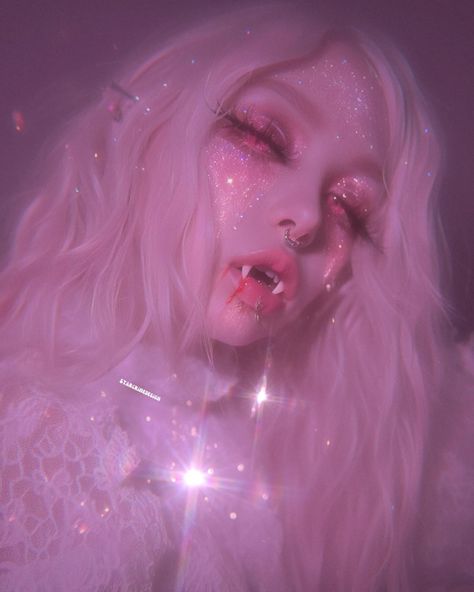 Have a FANGTASTIC Tuesday 😽🧛🏽‍♀️🩷✨ On Wednesday I’m bringing back vi0lent variety packs. Go get em today! FANGS OUT 🦷🔪 Xo, Heather . . . . ✨All images created with Midjourney Niji 💓 . . . #VampireArt #VampireAesthetic #VampireLovers #pinkaesthetic #glitteraesthetic Kawaii Vampire Aesthetic, Draculaura Redesign, Pastel Vampire, Vampire Ideas, Pink Vampire, Go Get Em, Pink Witch, Vampire Aesthetic, Pink Goth