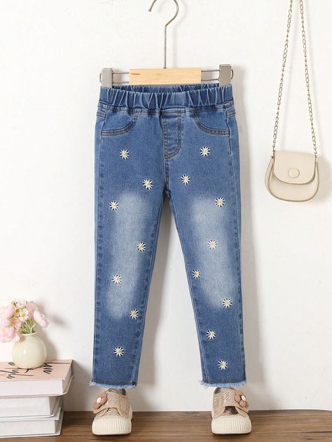 Kids Jeans Girls, Jeans With Pockets, Elastic Waist Jeans, Bow Shorts, Breast Tape Lift, Slim Fit Top, Lingerie Accessories, Jeans Kids, Dark Jeans