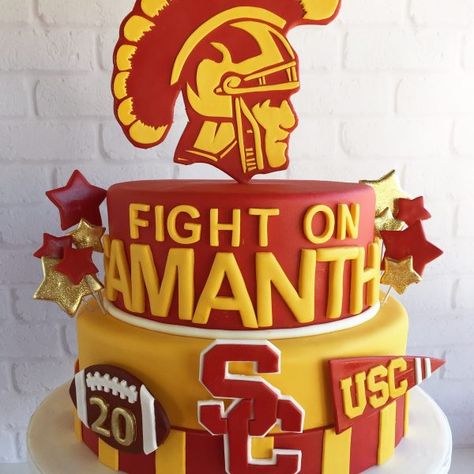 Usc Cake, Usc Graduation, Graduation Cakes, Grad Party, Fondant Cake, Grad Parties, Cake Topper, Fondant, Birthday Cake