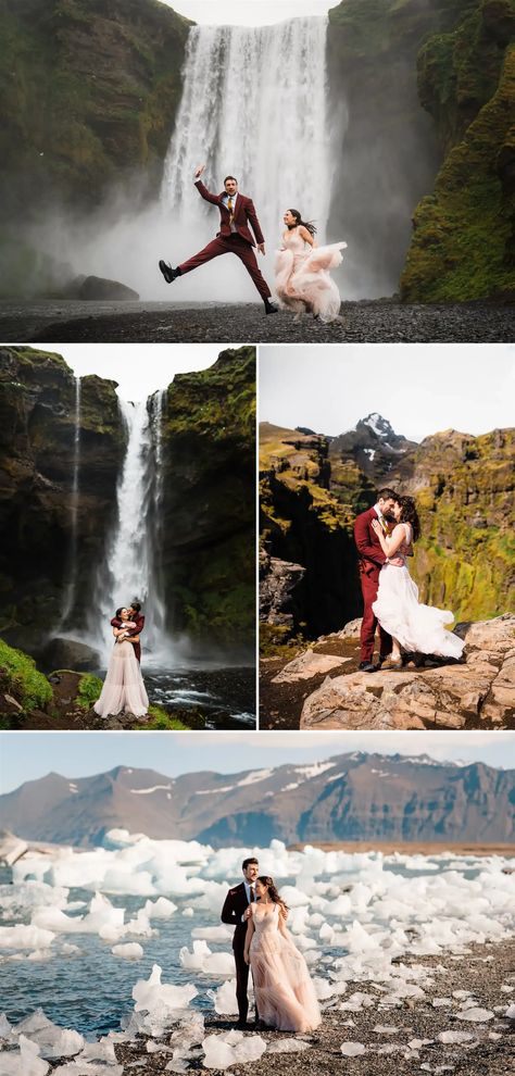 Summer Solstice Iceland Elopement: Chasing Waterfalls on Iceland's Southern Coast | The Foxes Photography #icelandelopement #destinationelopement Iceland Elopement Photography, Elopement Destinations, Iceland Elopement, Iceland Waterfalls, Chasing Waterfalls, Iceland Wedding, Foxes Photography, Marriage License, Midnight Sun