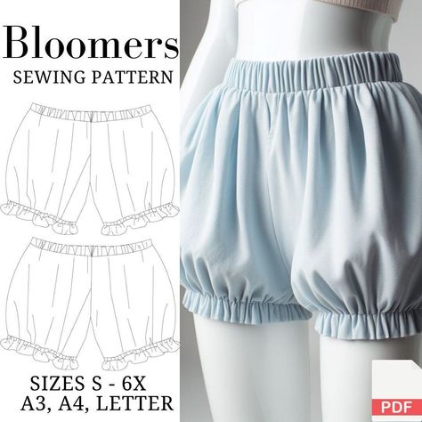 Victorian-inspired Women's Bloomer Shorts Easy Plus Size Sewing Pattern S-6X PDF Vintage Pettipants & Underwear A3, A4, Letter - Etsy Medival Shorts, Bloomer Shorts Pattern, Sewing Patterns Plus Size, Clown Ideas, Bloomers Pattern, Unique Sewing Patterns, Shorts Sewing Pattern, Bloomer Shorts, Shorts Sewing