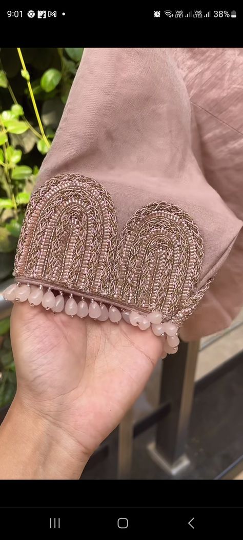 Hand Work Design, Simple Hand Embroidery Patterns, Hand Beaded Embroidery, Latest Dress Design, Bead Embroidery Tutorial, Fancy Dresses Long, Handmade Embroidery Designs, Dress Design Patterns, Sleeves Designs For Dresses