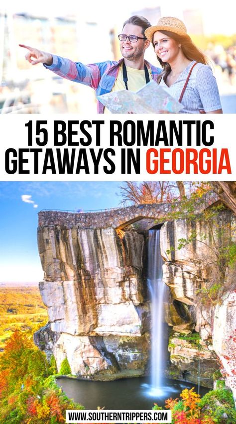 15 Best Romantic Getaways In Georgia Romantic Anniversary Trips, Weekend Getaways In The South, Places To Visit In Georgia, Things To Do In Georgia, Georgia Getaways, Weekend Getaway Ideas, Cheap Honeymoon, Things To Do In Atlanta, Couples Trip