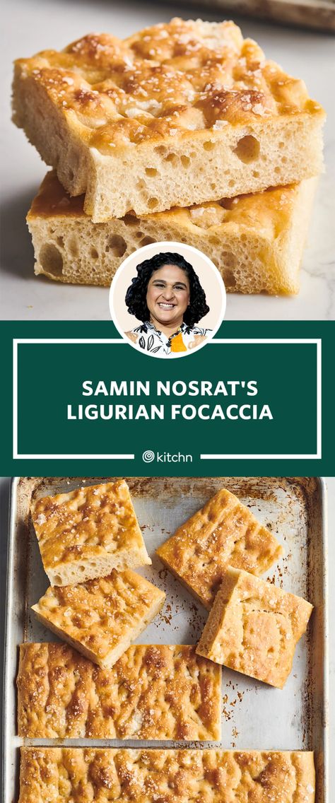 Foccacia Bread Samin Nosrat, Samin Nosrat Focaccia, Samin Nosrat Recipes, Ligurian Focaccia, Yule Food, Foccacia Bread Recipes, Best Focaccia, Focaccia Recipes, Samin Nosrat