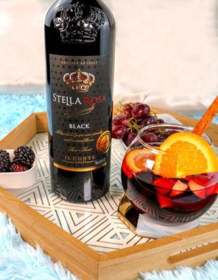 Stella Rose Wine, Sweet Sangria Recipe, Stella Rosa Wine Recipes, Black Sangria, Stella Rosa Wine, Sangria Ingredients, Whipped Vodka, Wine Cocktail Recipes, Rose Sangria