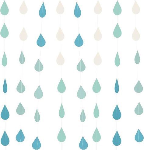 Amazon.com: Framendino, Gradient Blue Raindrop Paper Garland Decorations Bunting Rain Drop Banners for Baby Shower April Showers : Home & Kitchen Rain Baby Showers, Rain Baby, Spring Shower, Paper Garland, Retail Market, April Showers, Garland Decor, Rain Drops, Party Card