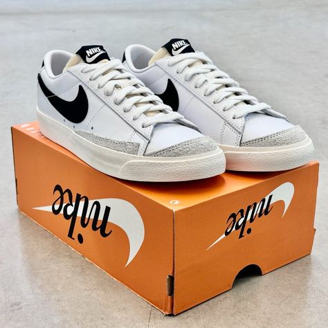 Nike Blazer Low ‘77 Vintage “Retro White Black” | W7.5 Dc4769-102 | No Lid Sale Discount Details Msrp: $85.00 | Discount: $10 These Are 100% New Shoes That I Acquired With The Original Box But Lacking The Lid, Allowing Me To Pass A Discount To You. I Personally Authentic Each And Every Shoe With Their Genuine Tags And Serial Numbersyou’re Getting A Great Deal! Authentication Details - Serial: 04xxrzfb4bzbt - Style: Dc4769-102 - Size: Women’s 7.5 (Us) - Condition: New With Tag / No Lid Box - Colo Nike Blazer Low 77, Nike Blazer Low, Blazer Low, Nike Blazer, White Nikes, Bts Jimin, New Shoes, Nike Shoes, Nike Women