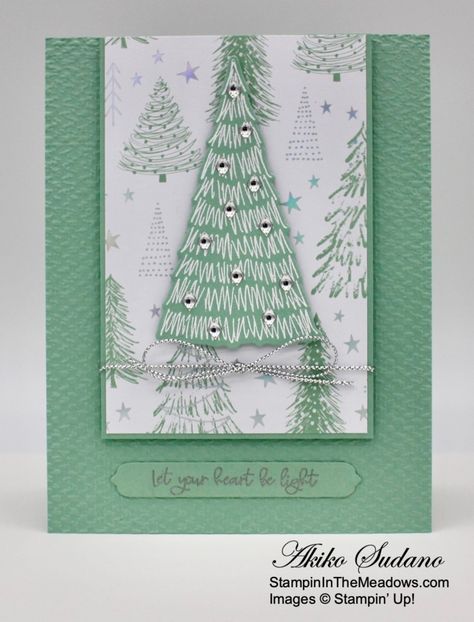 Stampin Up Whimsical Trees, Whimsical Trees, Whimsical Christmas Tree, Christmas Party Backdrop, Whimsical Christmas Trees, Christmas Tree Card, Unique Christmas Cards, Tree Stamp, Silver Christmas Tree